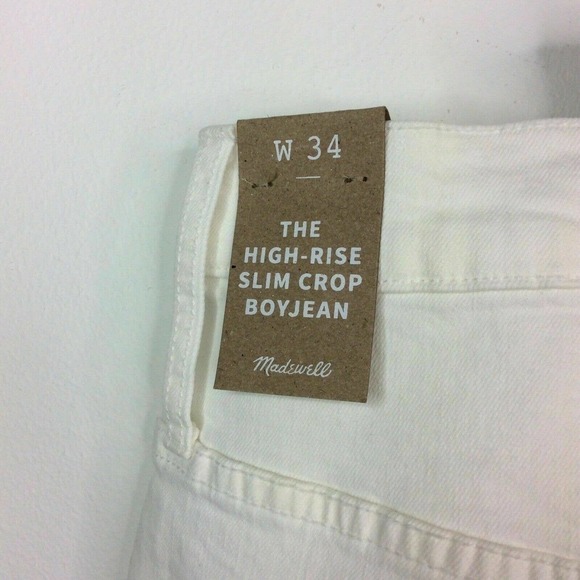 NEW Madewell High Rise Slim Boyjean in Tile White 34 - Picture 6 of 9